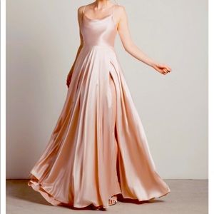 Tobi High Slit cowl neck tie back dress